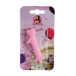 Lumanare Tort cu Sclipici - NR 1 - Roz - Anyta Cooking - Anyta Cooking