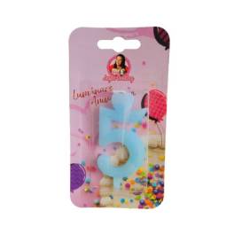 Lumanare Tort cu Sclipici - NR 5 - Albastru - Anyta Cooking - Anyta Cooking