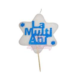 Lumanare Tort STEA - La Multi Ani - Albastru - 9cm - Anyta Cooking - Anyta Cooking