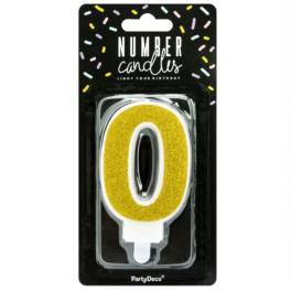 Lumanare Zi de Nastere Numarul 0 - Auriu - PartyDeco