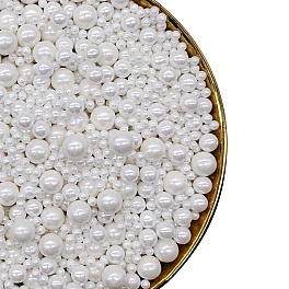 Perle / Perlute din zahar marimi Mixte - Alb Perlat / White - 1kg - Pastry Colours