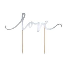 Ornament pentru Torturi ”Love” - Argintiu - PartyDeco - Anyta Cooking