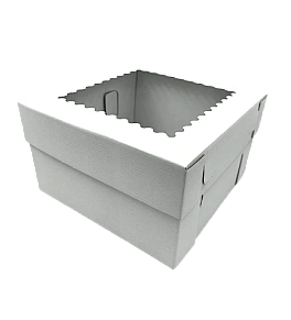 Cutie alba pentru tort cu fereastra 25 x 25 x 15 cm - Anyta Cooking