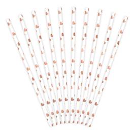 Paie din hartie cu inimi rose gold - 10 buc. - PARTYDECO - Anyta Cooking