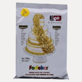 Pastă de zahăr (Fondant) pentru acoperire, decor și flori - GALBEN - 1KG - FODEKOR