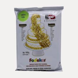 Pastă de zahăr (Fondant) pentru acoperire, decor și flori - VERDE DESCHIS - 1KG - FODEKOR