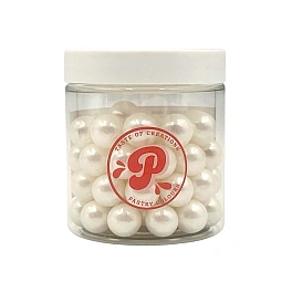 Perle / Perlute din zahar 14mm - Alb Perlat / White - 150g - Pastry Colours