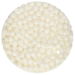 Perle / Perlute din zahar 8 mm – ALB - LARGE WHITE – 70gr - Funcakes