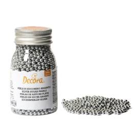 Perle din zahar -ARGINTIU ⌀ 4 mm- 100 gr-Decora