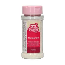 Perle / Perlute din zahar 1,5mm – ALB - NONPAREILS WHITE – 80gr -  Funcakes