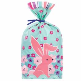Pungi S, Celofan cu Model Iepuras si Clipsuri - 10 x H 24 cm, Set 20