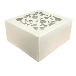 Cutie tort ALBA cu capac dantelat si tavita - 16x16x8cm - Anyta Cooking