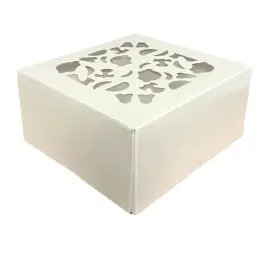 Cutie tort ALBA cu capac dantelat si tavita - 30x30x8cm - Anyta Cooking