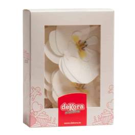 Set 10 Decorațiune tort- Vafe Orhidee Albă-8,5 x 7,5 CM- Dekora