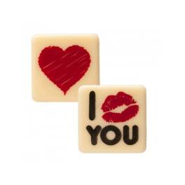 Set 135 decor din ciocolata, I Love You , 29 x 29 mm - DeKora