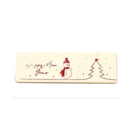 Set 144 decor ciocolata alba - Om Zapada cu Brad &amp; Happy New Year - 93-30 MM - Dr Gusto