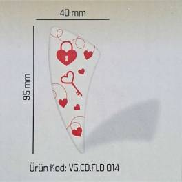 Set 160 buc decor din ciocolata - inimioare cu cheite rosii - 40x95 mm