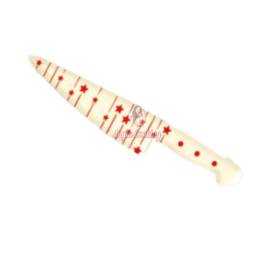 Set 192 buc decor din ciocolata - 117 mm -Cutite albe cu stelute rosii