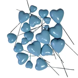 Set 20 inimioare din plastic pentru decor tort - Albastru deschis