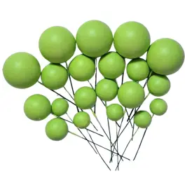 Set 20 sfere/bile din plastic pentru decor tort - Verde lime deschis