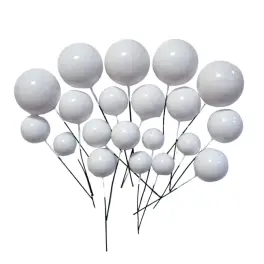 Set 20 sfere din plastic pentru decor tort - Alb