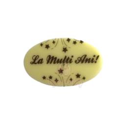 Set 224 buc placute din ciocolata veritabila - La multi ani - 40x24mm - Alb