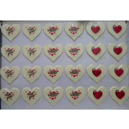 Set 240 buc decor din ciocolata alba - 3 modele difeite de Inimi romantice