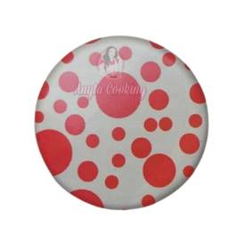 Set 288 buc decor din ciocolata - 43 mm - Rotund alb cu buline rosii