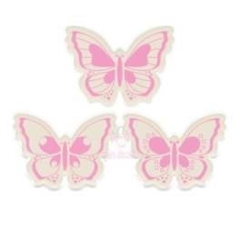  Set 288 buc decor din ciocolata - Fluturi albe cu roz - 37x51 mm 