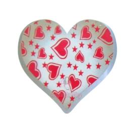 Set 288 buc decor din ciocolata - Inima alba cu inimioare si stelute rosii