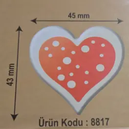 Set 288 buc decor din ciocolata -Inima cu buline albe - 43x45 mm
