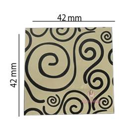 Set 288 buc decor din ciocolata - Patrat alb cu linii rotunde negre