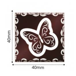 Set 288 buc decor din ciocolata - Patrat cu fluture alb