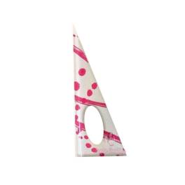Set 288 buc decor din ciocolata - Triunghi alb cu buline si linii Roz