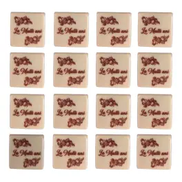 Set 288 decor ciocolata Alba - La Multi Ani - Patrat cu scris Rosu - Dr Gusto
