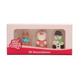 Set 3 buc Decor din zahar - 3D CHRISTMAS FIGURES - 4 - 4,5 cm - Funcakes