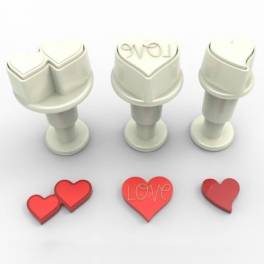 Set 3 buc Decupatoare cu ejector - INIMIOARE - Dekofee