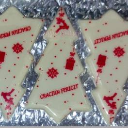  Set 300 buc decor din ciocolata - ALB - Craciun Fericit cu cadouri