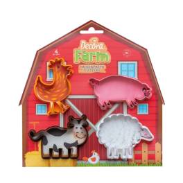 Set 4 buc Decupatoare din plastic - ANIMALE FERMA- Decora