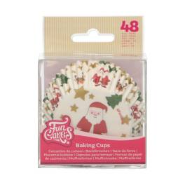 Set 48 buc Forma de copt briose - Mos Craciun - 5 x 3,2 cm - Funcakes