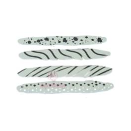 Set 480 buc decor din ciocolata - Bastonase albe cu buline si linii negre