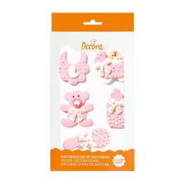 Set 5 buc Decoratiune Zahar-Bebeluș roz-5 cm-Decora