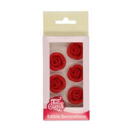 Set 6 buc Decor din martipan - ROSES RED - 2,5 CM - Funcakes