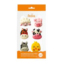 Set 6 buc Decoratiune zahar-Animale de ferma-4 cm-Decora
