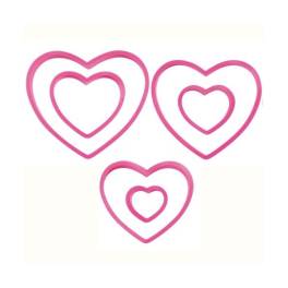 Set 6 buc Decupator din plastic inimioare - NESTING HEART - Wilton