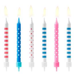 Set 6 buc Lumănări tort-Albastru&amp;Roz-6,5cm-PartyDeco