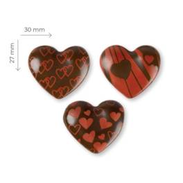 Set decor din ciocolata in forma de inima - 30x27 mm - 135 buc/cutie - Azucren