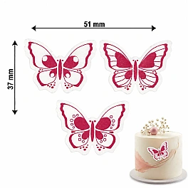 Set 288 decor ciocolata Alba - FLUTURI alb cu rosu - Dr Gusto