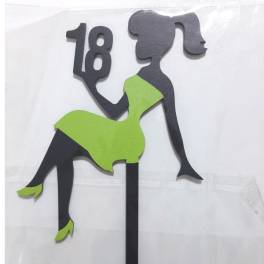 Topper Tort 18 ani verde, MDF - Anyta Cooking