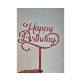 Topper Tort Happy Birthday ,Rosu ,MDF - Anyta Cooking